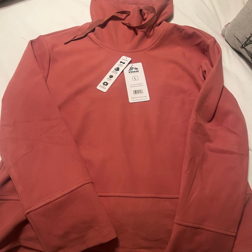 RBX rose mock neck pullover. New with tags. Size L